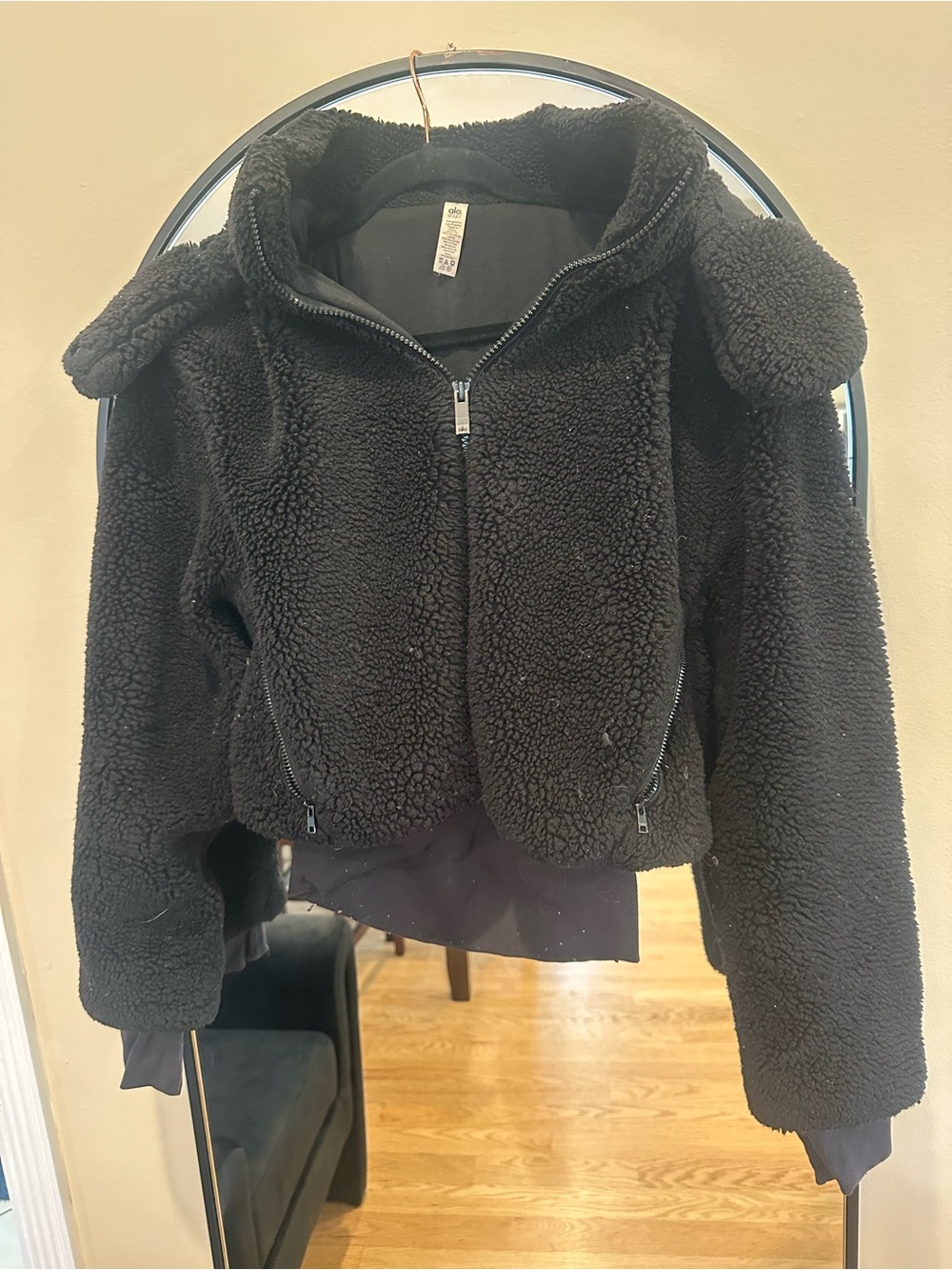 ALO Yoga Black Teddy Sherpa Zip Jacket